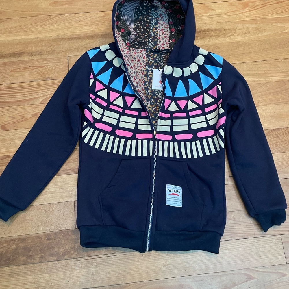 WTAPS Kids Jacket hoodie with Blue, Pink, and Cream Patterns new with tag
